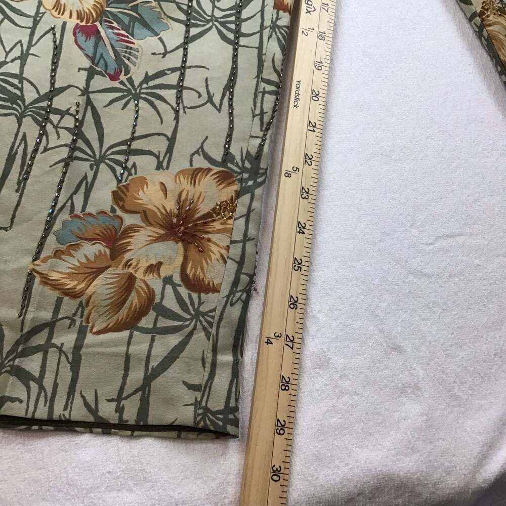 Adrianna Papell Silk Beaded Tropical Floral Pants Size 14 Summer Chic - Picture 6 of 15